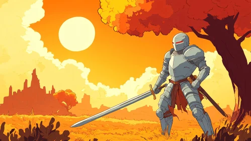 Armored Knight Under Warm Sun