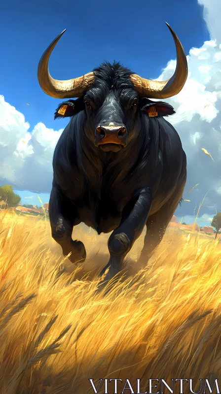 AI ART Dynamic Bull in Action