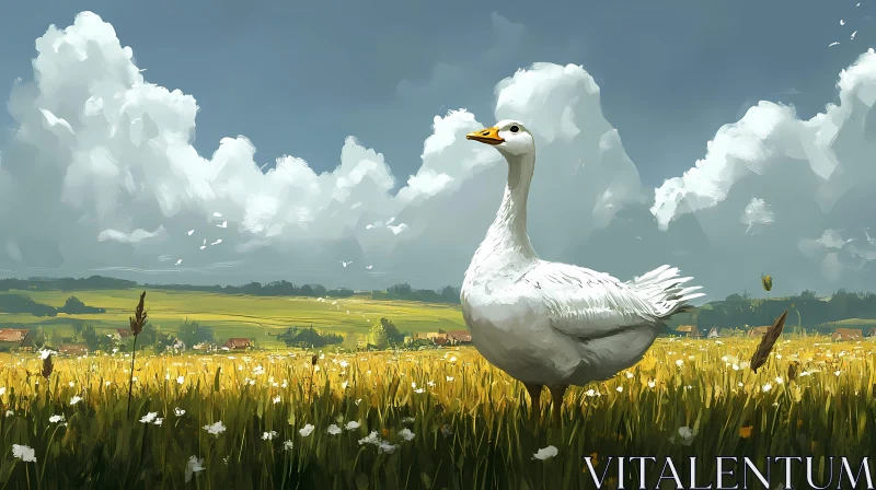 Tranquil Goose in Nature AI Image