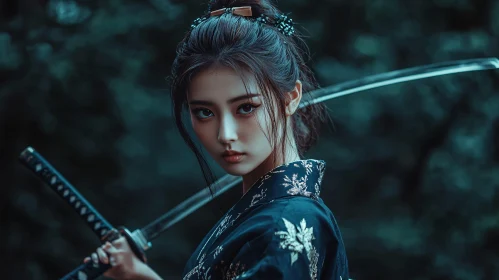 Woman Samurai with Sword