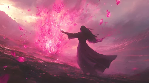 Mystical Woman with Pink Energy Flow