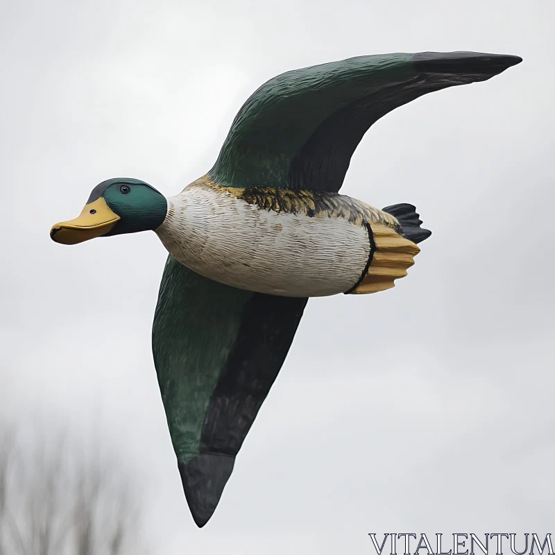 Flying Duck Carving AI Image