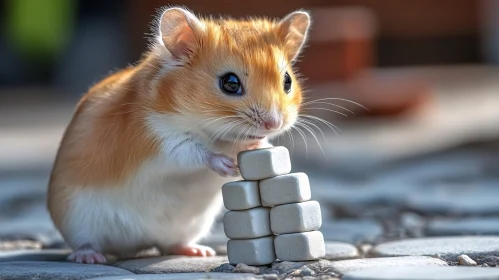 Curious Hamster with Blocks