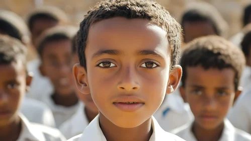 Portrait of Schoolboy with Brown Eyes