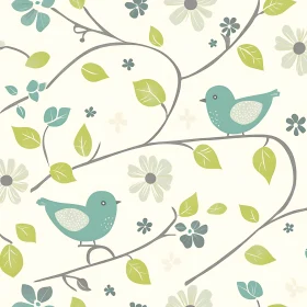 Charming Bird and Floral Design