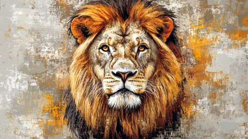 Textured Digital Lion Portrait