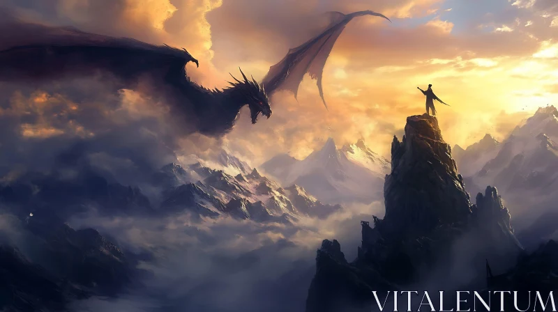 AI ART Dragon Soaring Above Mountain Vista