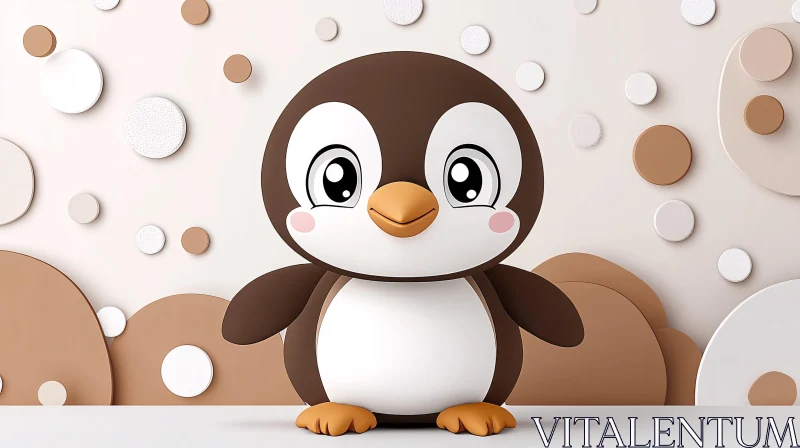 Charming Penguin Cartoon Art AI Image