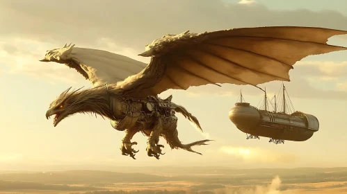 Mechanical Dragon Towing Airship