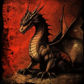Dragon Perched on Rock - Fantasy Art