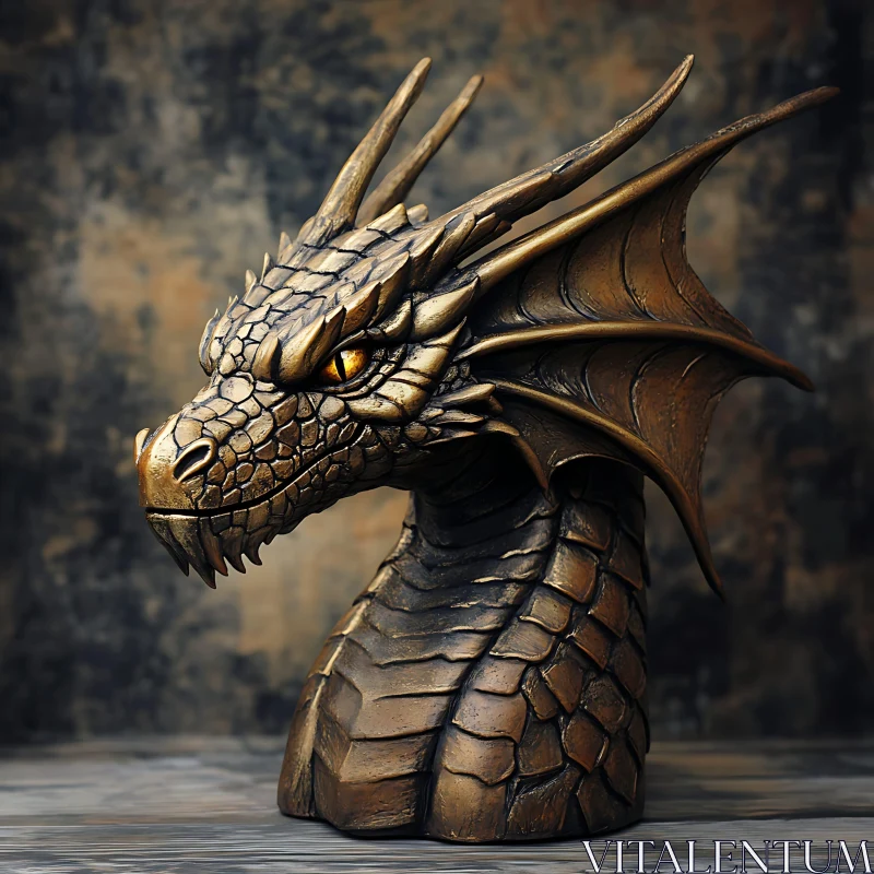 Mythical Dragon Sculpture Close-up AI Image