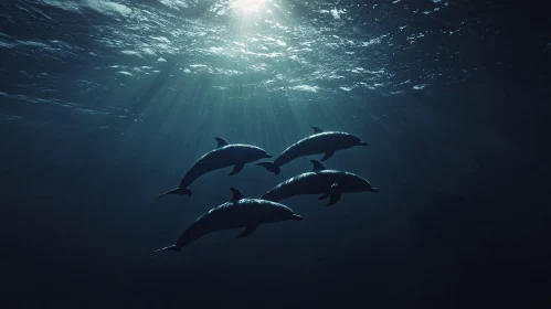 Dolphins Gliding Through Sunlit Waters