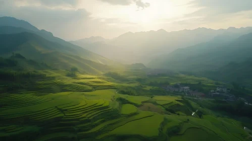 Lush Green Terraced Fields