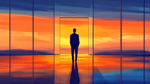Figure Contemplating Sunset