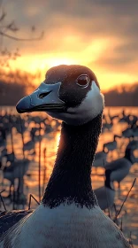 Serene Goose and Sunset