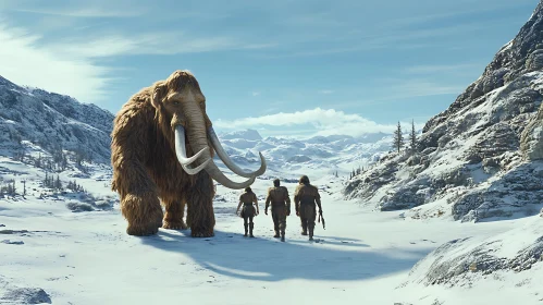 Prehistoric Hunters with Mammoth