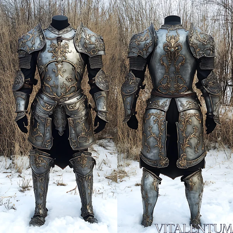 Medieval Knight Armor with Floral Details AI Image