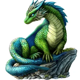 Emerald Dragon on Rocky Perch