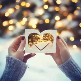 Heart frame winter holiday card