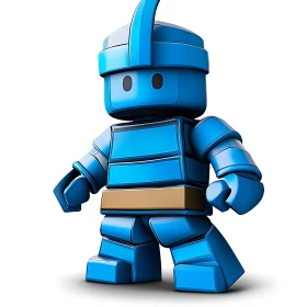 Stylized Blue Robot Figure on White