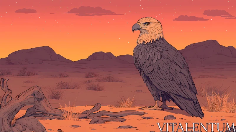 Eagle in the Twilight Desert AI Image