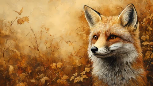Wildlife Fox in Autumn Foliage