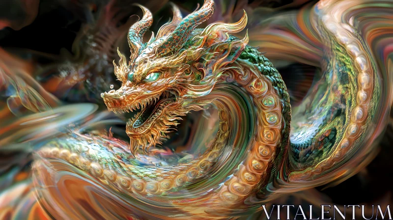 Coiled Dragon with Emerald Scales AI Image