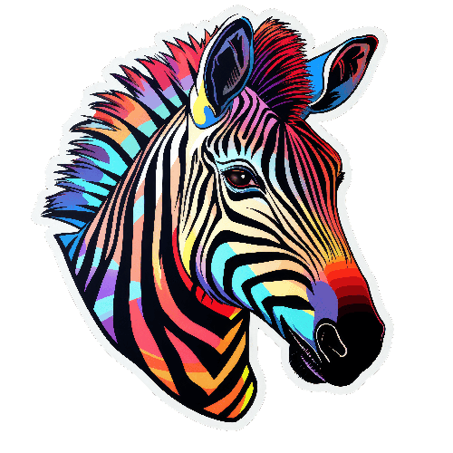 Colorful Zebra Head Illustration for T-Shirt Design