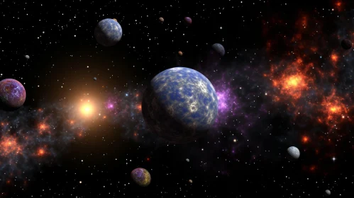 Cosmic Planets and Stars: A Captivating Three-Dimensional Space