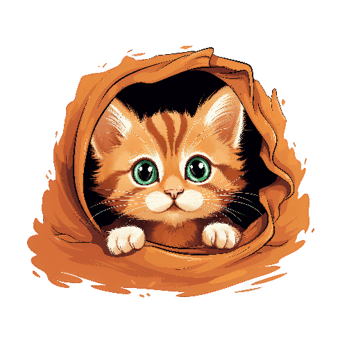 Cute Cartoon Orange Cat Peeking from a Hole POD Design