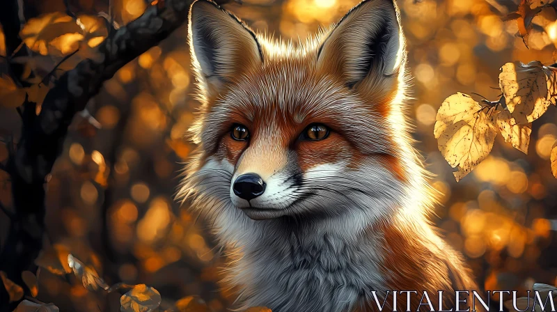 Elegant Fox Amongst Autumn Leaves AI Image