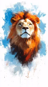 Abstract Painting of a Majestic Lion