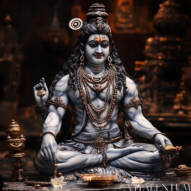 Sculpture of Shiva Meditating AI Image