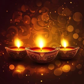 Three Candles with Bokeh Background