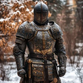 Armored Knight in Winter Forest