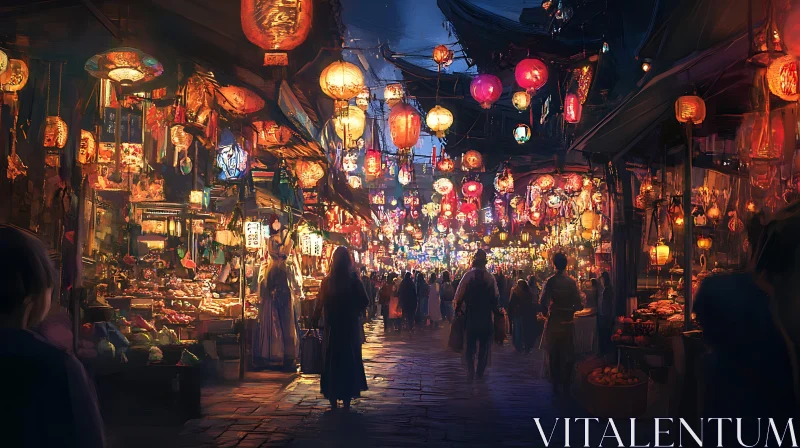 AI ART Illuminated Street at Night