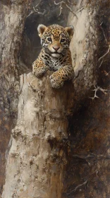 Young Leopard Cub in Tree