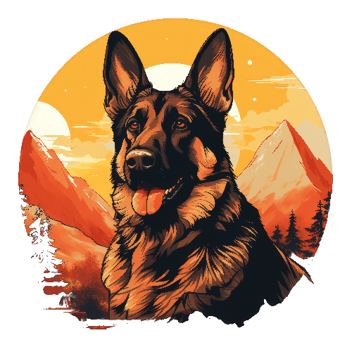 German Shepherd in Mountain Landscape - Digital Art