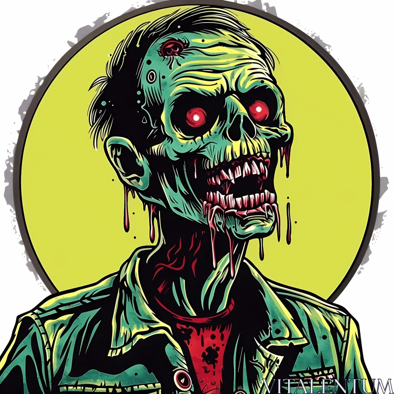 Humorous Digital Illustration of a Zombie AI Image