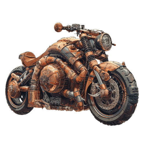 Steampunk Motorcycle Illustration for T-Shirt and POD POD Design