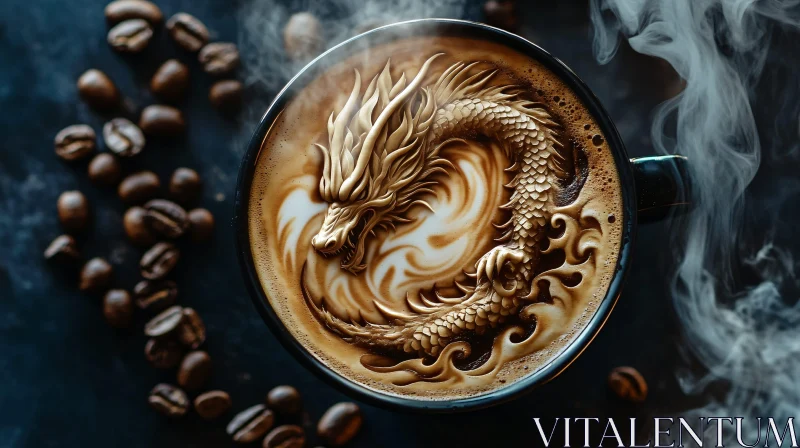 Coffee Cup with Dragon Latte Design AI Image