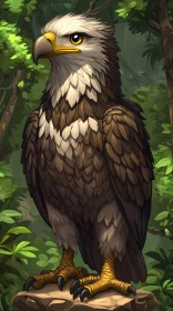 Eagle Perched in Nature