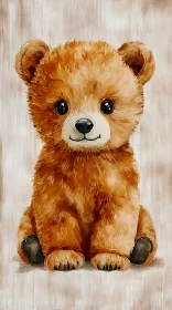 Cute Fluffy Brown Bear Art