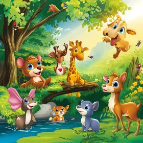 Animated Forest Wildlife Scene