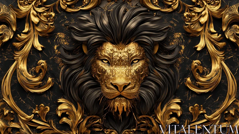 Lion with baroque patterns AI Image