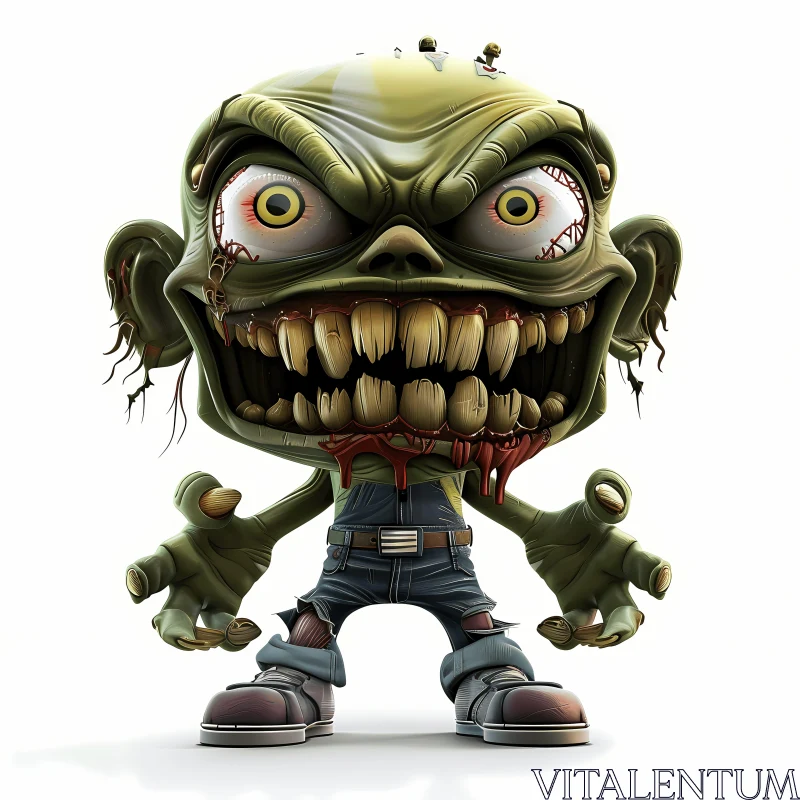 3D Rendered Cartoon Zombie with Menacing Pose AI Image
