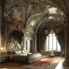 Luxurious Baroque Bedroom with Ornate Decorations