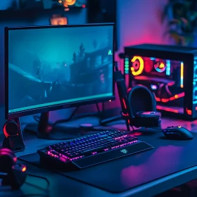 Vibrant PC Gaming Station with RGB Lighting