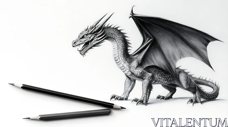 AI ART Detailed Dragon Drawing with Pencils