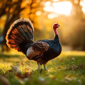 Wild Turkey Portrait in Meadow